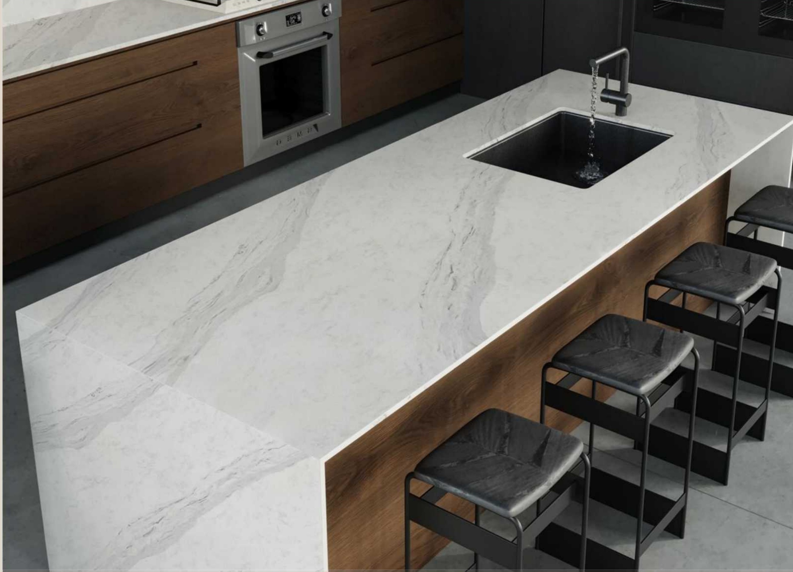 Calacatta Earl quartz countertop application