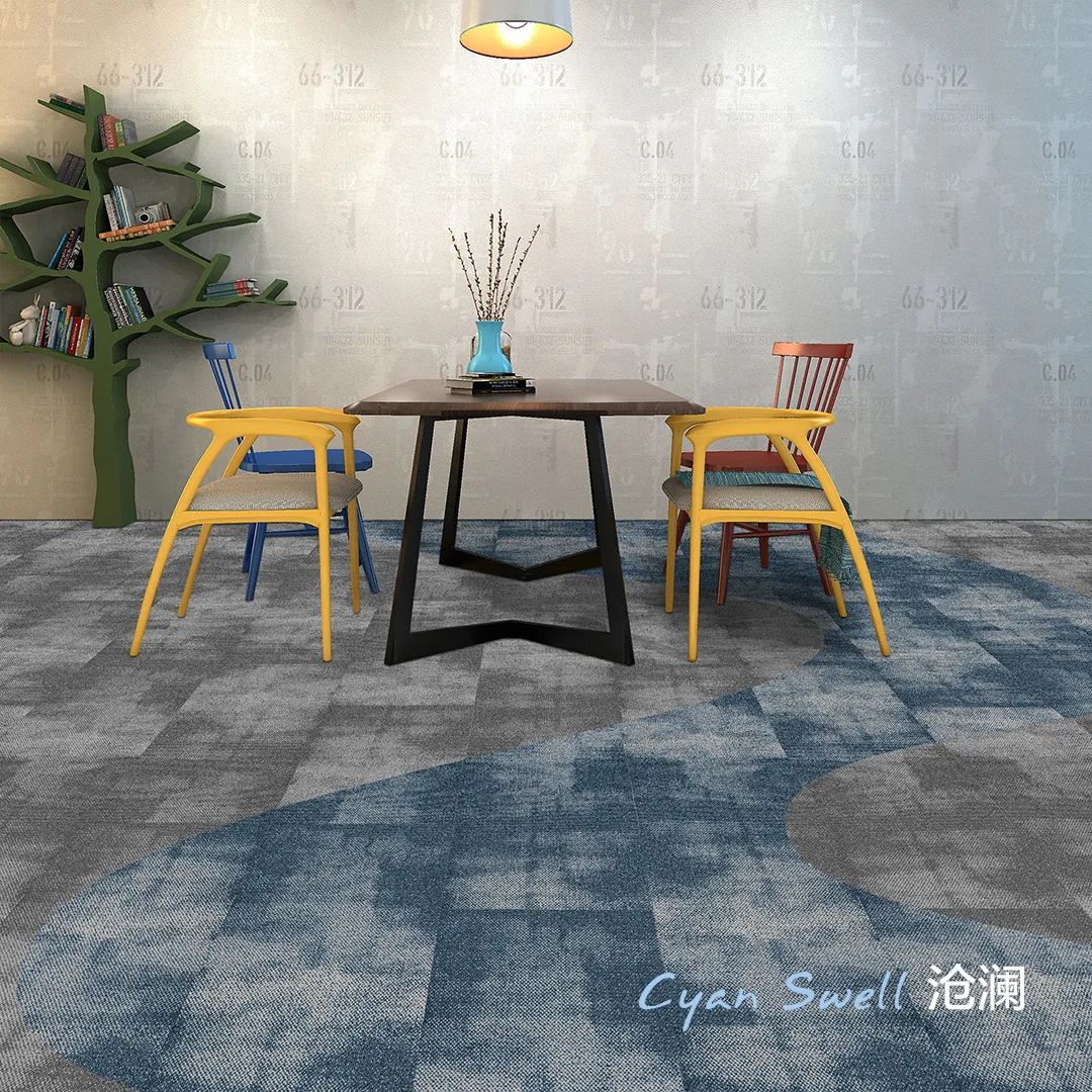 Cyan Swell ZM157 modular carpet tiles in a contemporary interior
