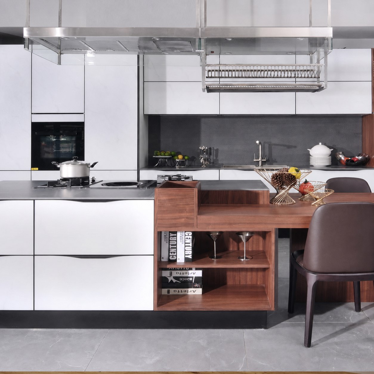 Modern Shaker kitchen cabinets with smart storage