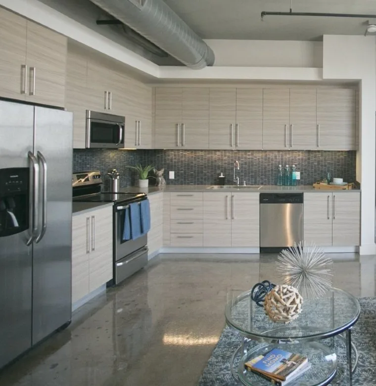 Melamine kitchen cabinetry in a Los Angeles loft residence