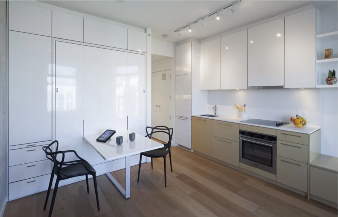 White kitchen cabinetry in a Vancouver apartment